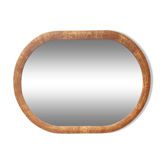 Vintage Oval Wall Mirror with Ash Root Frame, Italy