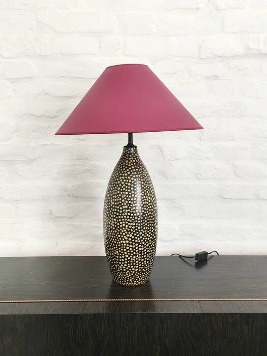 Chulucanas handcrafted ceramic table lamp, Peru, dated 2005