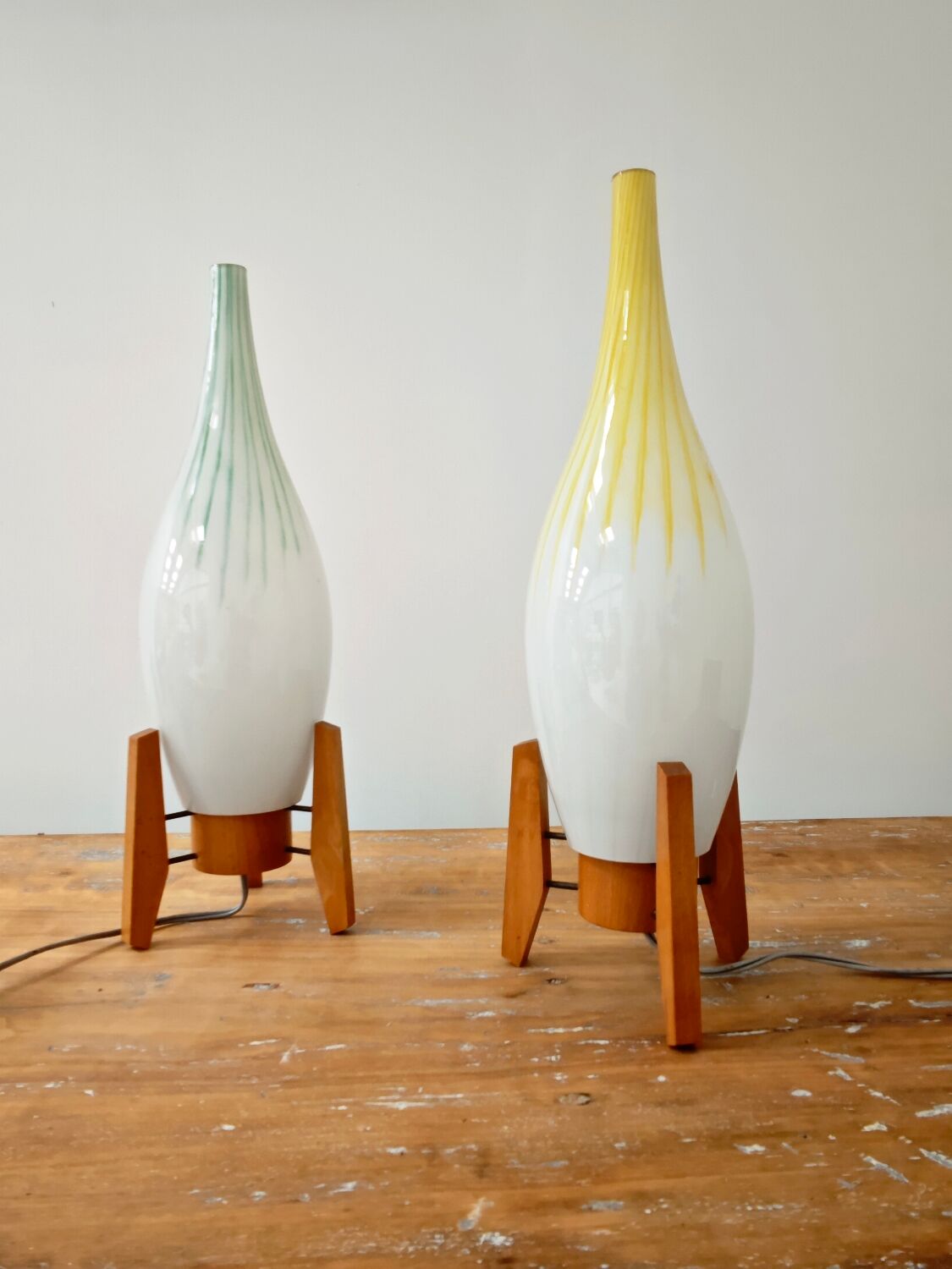 Drevo Humpolec opaline yellow table lamp type 107/S