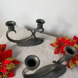 Pair of pewter candlesticks