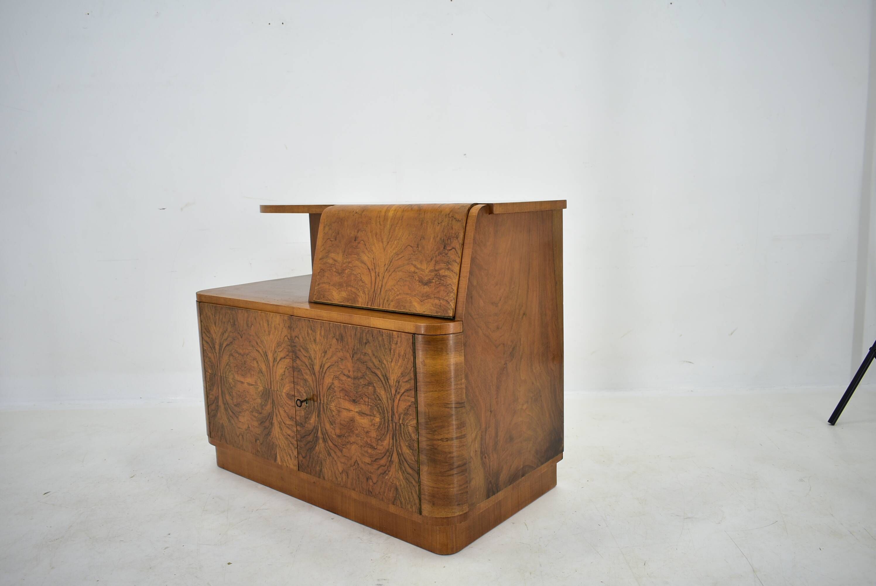 Art Deco cabinet from 1940 made of walnut for UP Závody, Czechoslovakia.