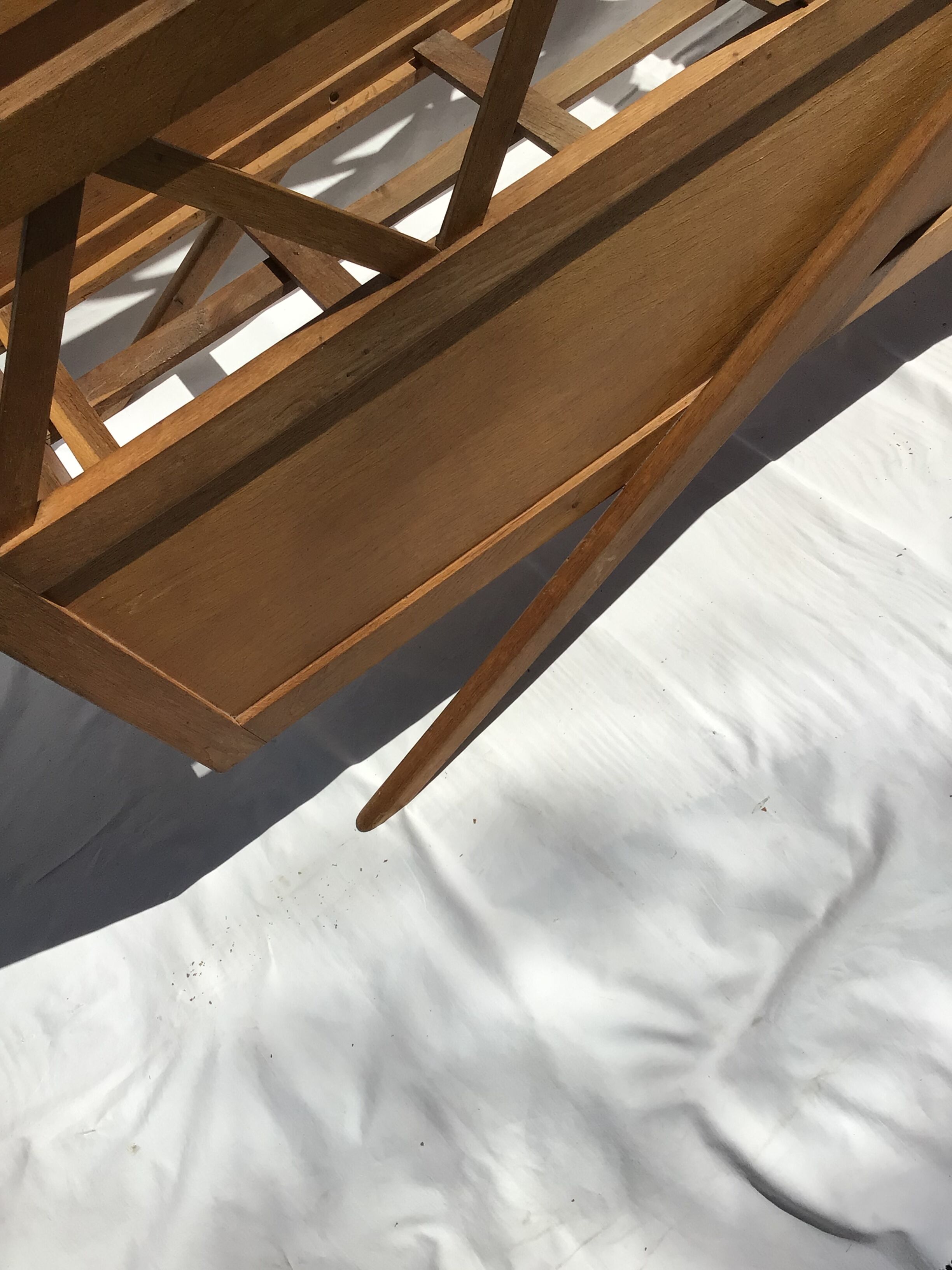 Child bed solid wood spindle feet 60's crosses