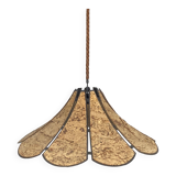 XL clover cork hanging pendant lamp, Germany 1970s
