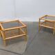 Vintage bamboo and glass side tables, 1970s, set of 2
