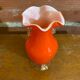 Antique MURANO Orange Blown Glass Vase Corolla Neck Vintage Decoration