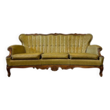 Vintage mustard yellow baroque sofa / three seater