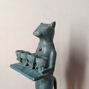 Bougeoir ancien chat en métal