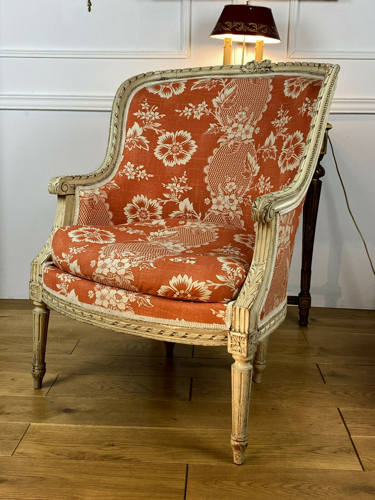 Two shepherdesses in moulded wood and carved Louis XVI style