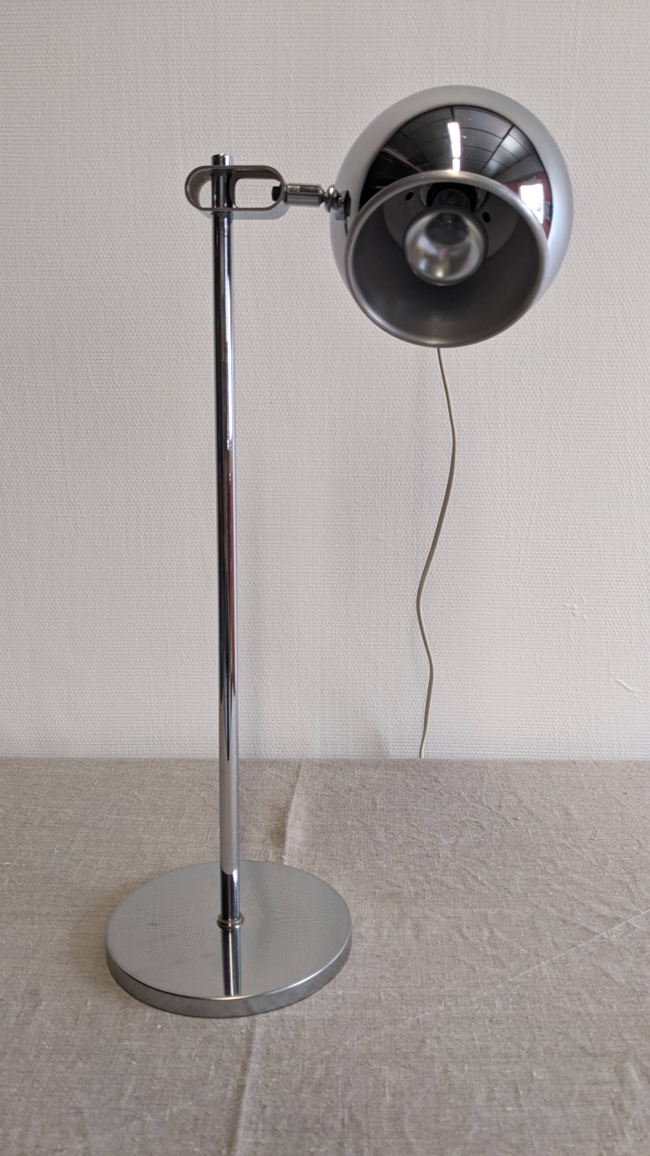 Chrome eye ball lamp, space age, Germany circa 1970.