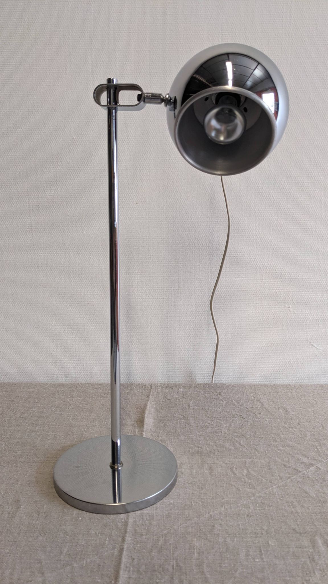 Chrome eye ball lamp, space age, Germany circa 1970.