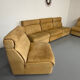 Modular camel leather sofa, 1980s vintage design.