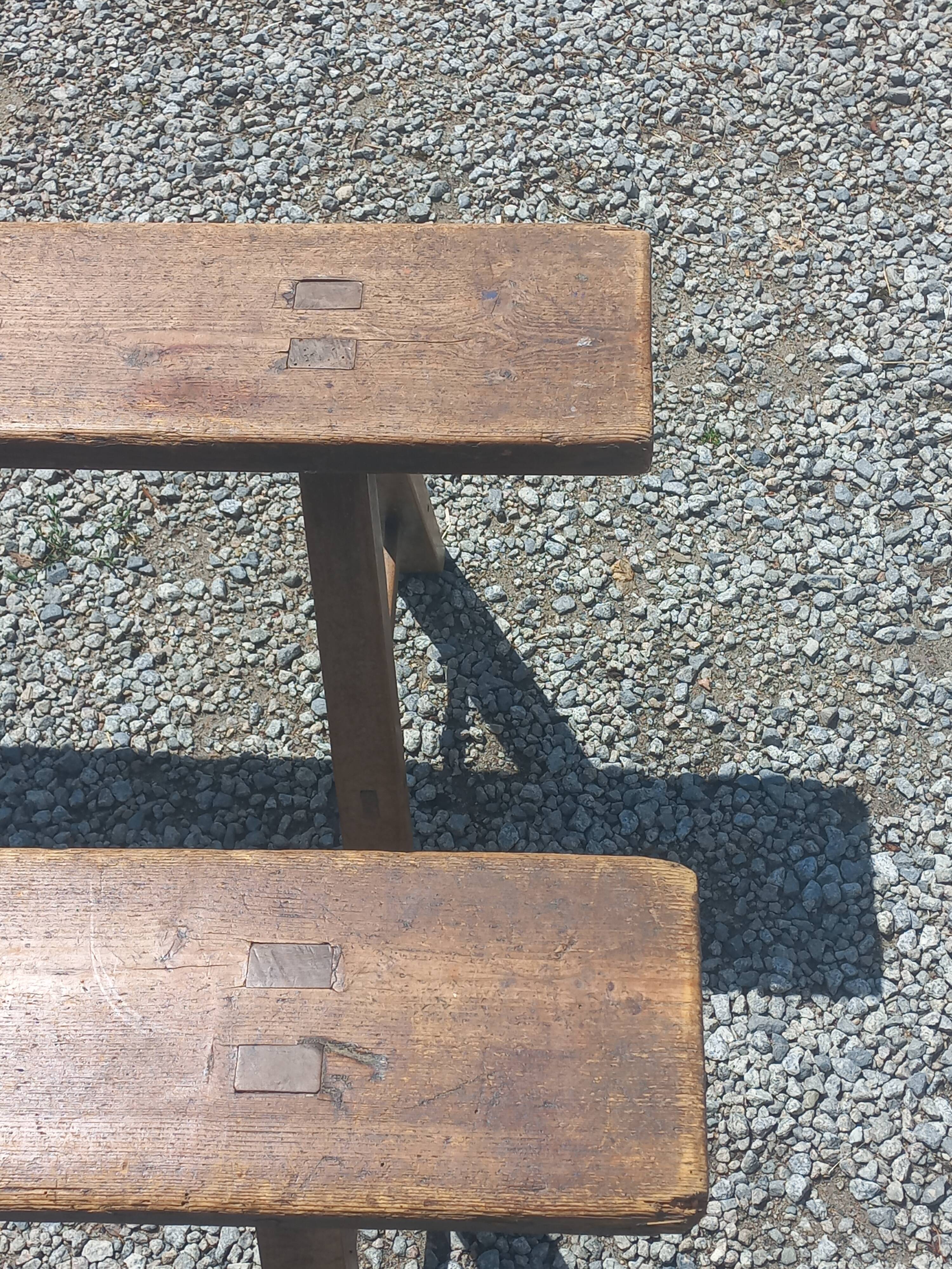 Pair of nineteenth century farmhouse table benches 251cm