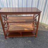 Console shelf in wood and wicker, colonial style.