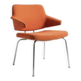 Mid-century upholstered armchair with chrome base, 1970s