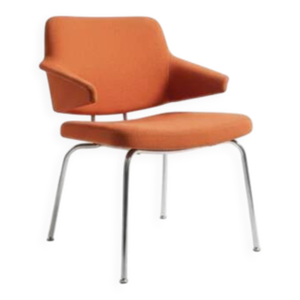 Mid-century upholstered armchair with chrome base, 1970s