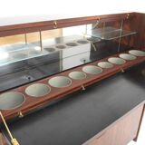 Rosewood bar cabinet "SK 661" and its 2 stools, Johannes Andersen, Denmark, 1960