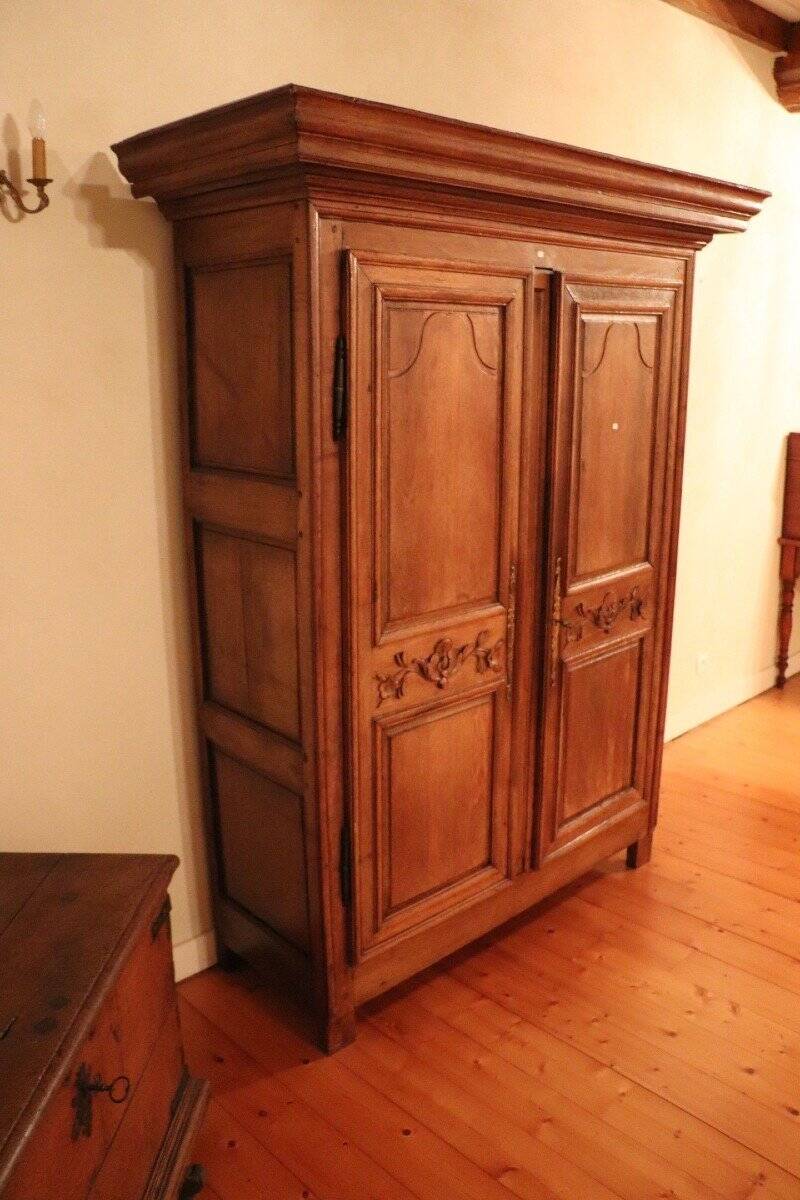 Grande Armoire "Maison de Famille" XIXe - Bois Blond Massif (Merisier