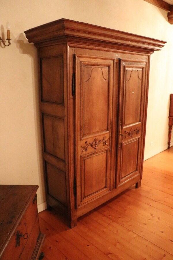 Grande Armoire ''Maison de Famille'' XIXe - Bois Blond Massif (Merisier