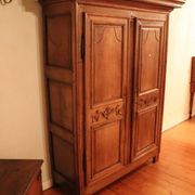 Large 19th Century "Family Home" Wardrobe - Solid Light Wood (Cherry)
