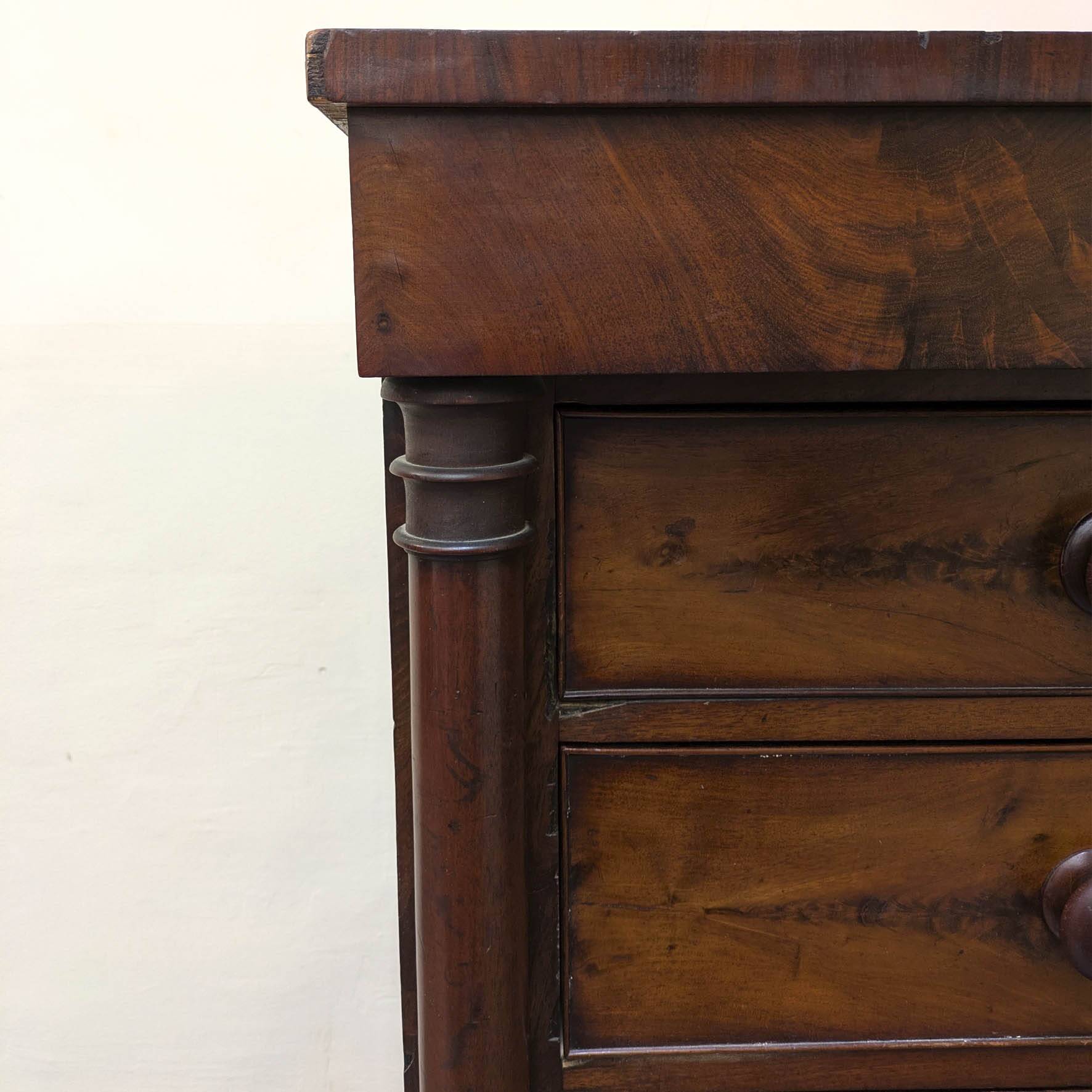 Antique English wooden chest of drawers, 19th century, H127cm