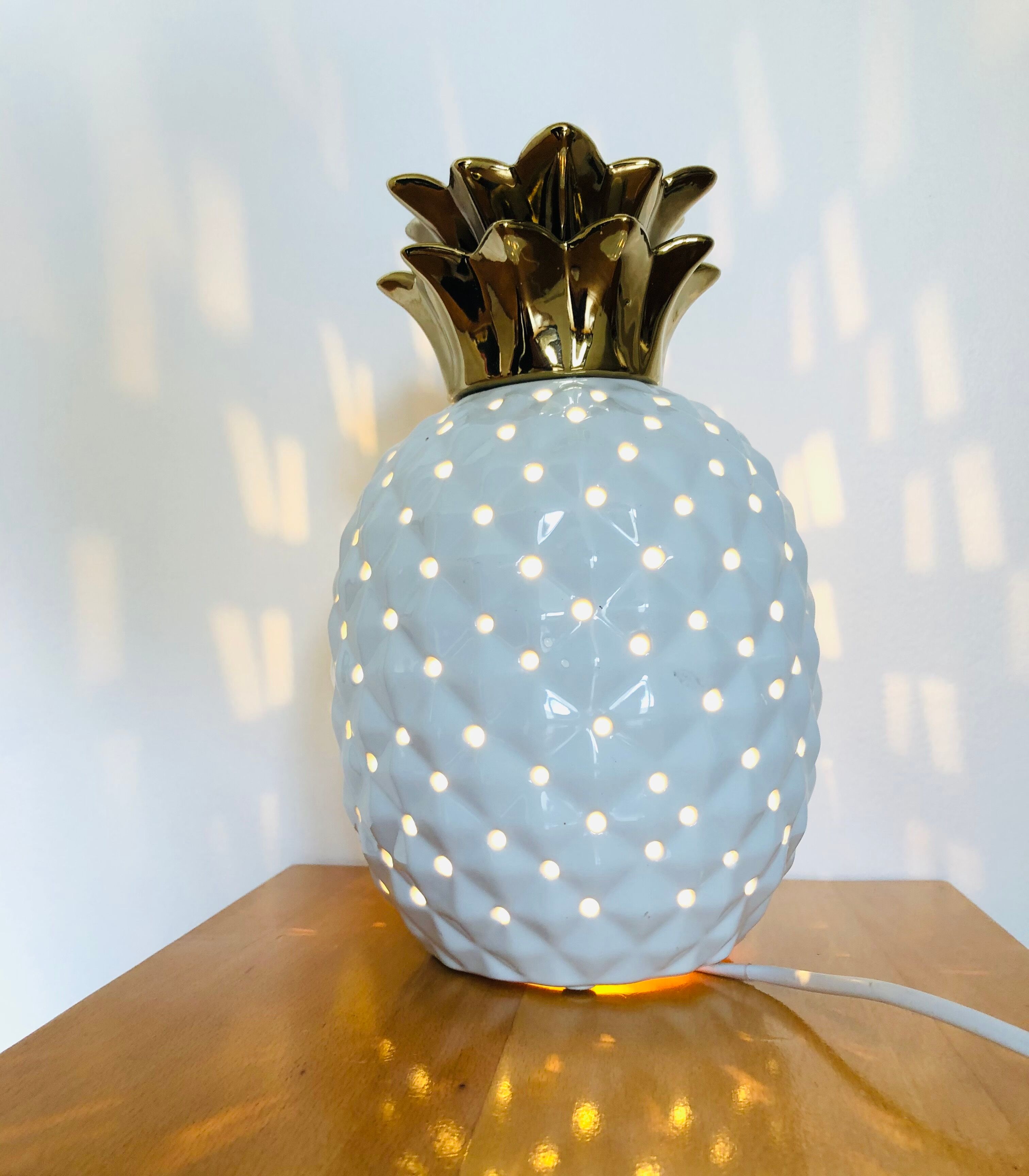 White ceramic pineapple lamp