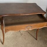 Oak desk and oak veneer with a large Louis XV style drawer