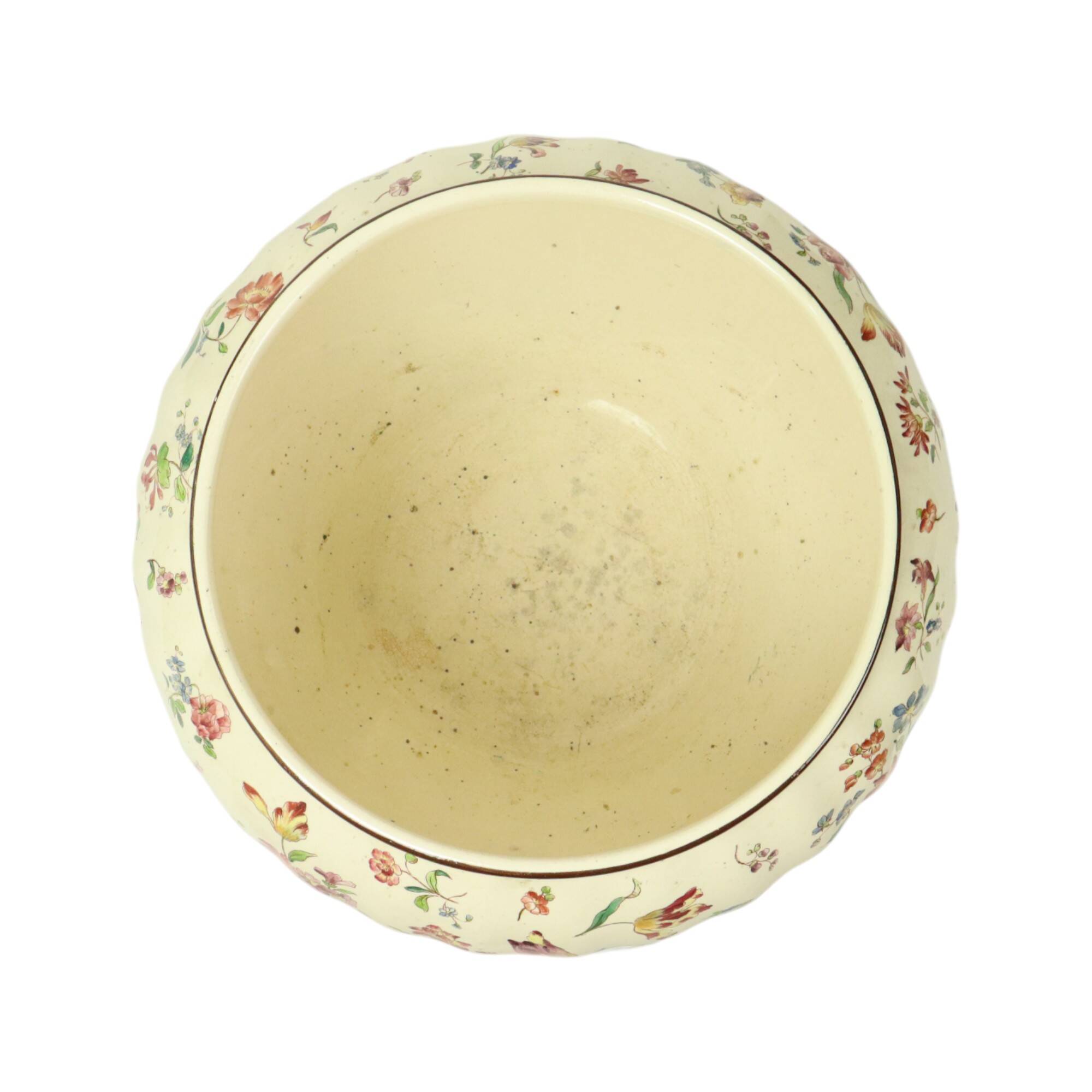 Large Polychrome Flower Pot Cache Pot Longchamp France 36cm