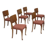 Chaises de salle à manger danoises des années 1950, ensemble de 6, en laine de mobilier, en chêne massif.