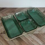 Plateau apéritif Arcoroc vert émeraude et doré