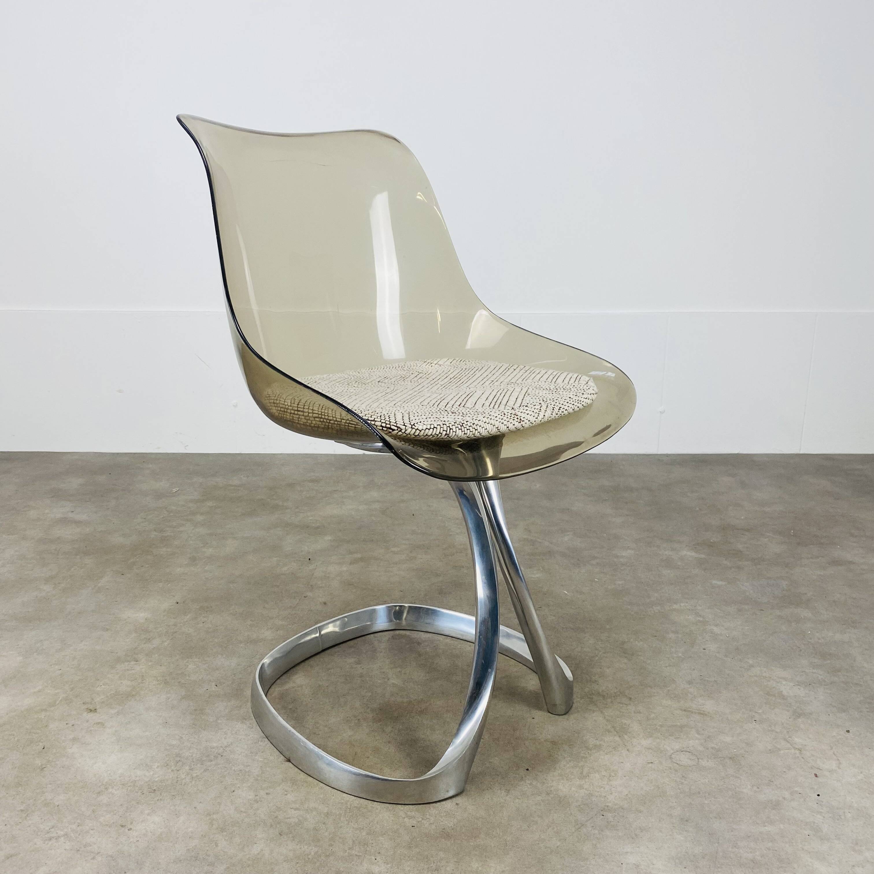 4 chairs by Michel Charron, 1970, plexiglass and aluminum