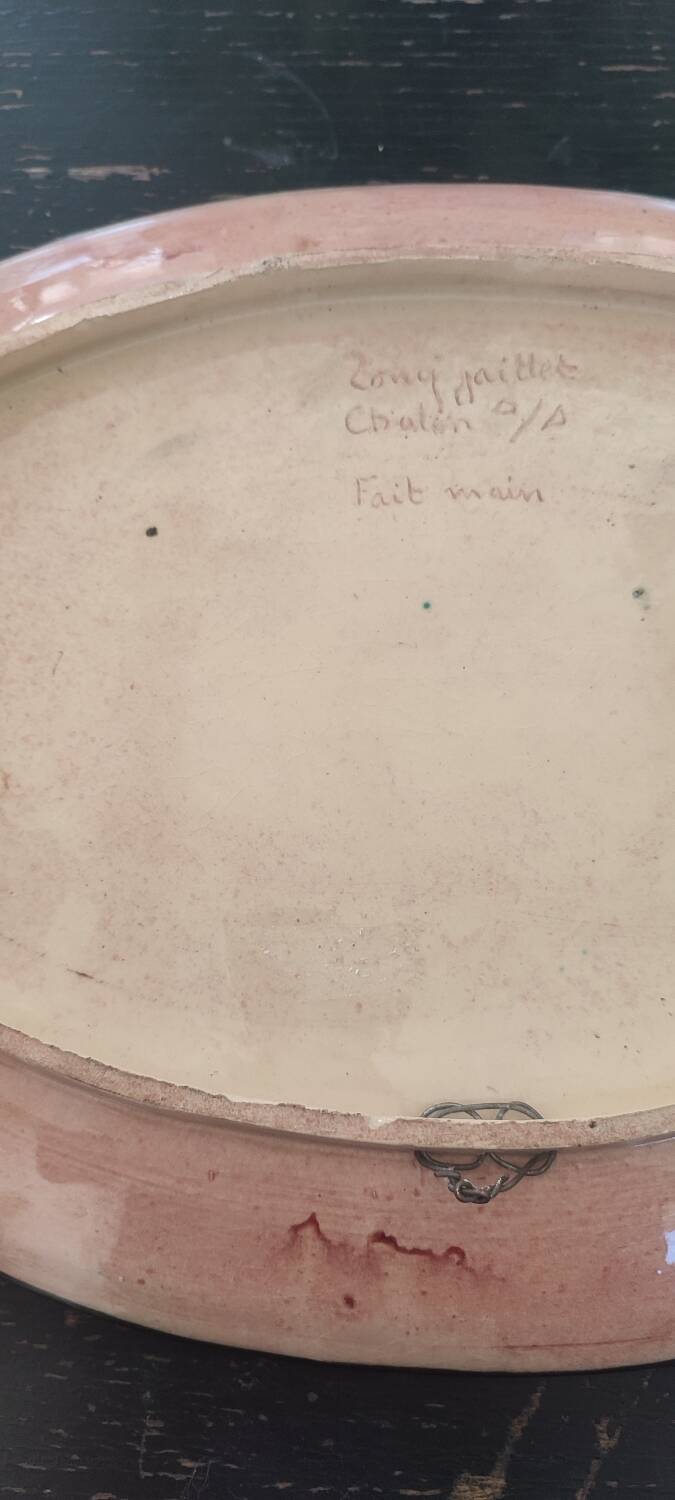 Large enamelled earthenware dish signed Tony Jaillet from the 1950s-60s.