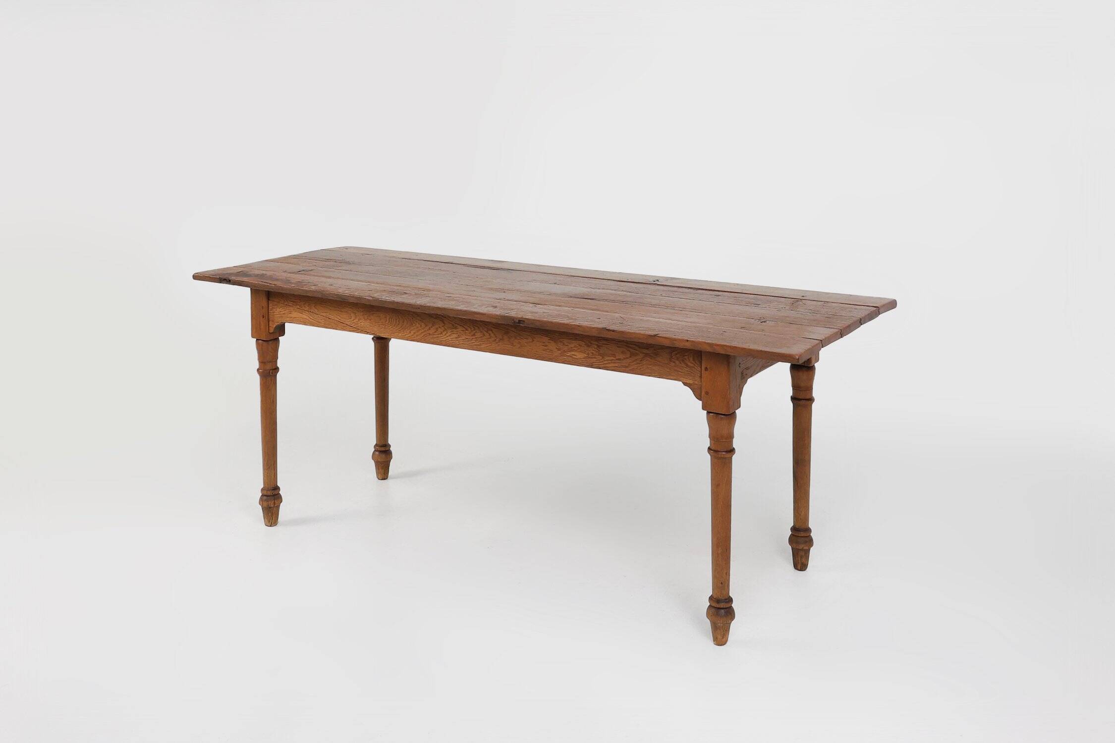 Rustic Farmhouse Table in Oak, France, 1850s