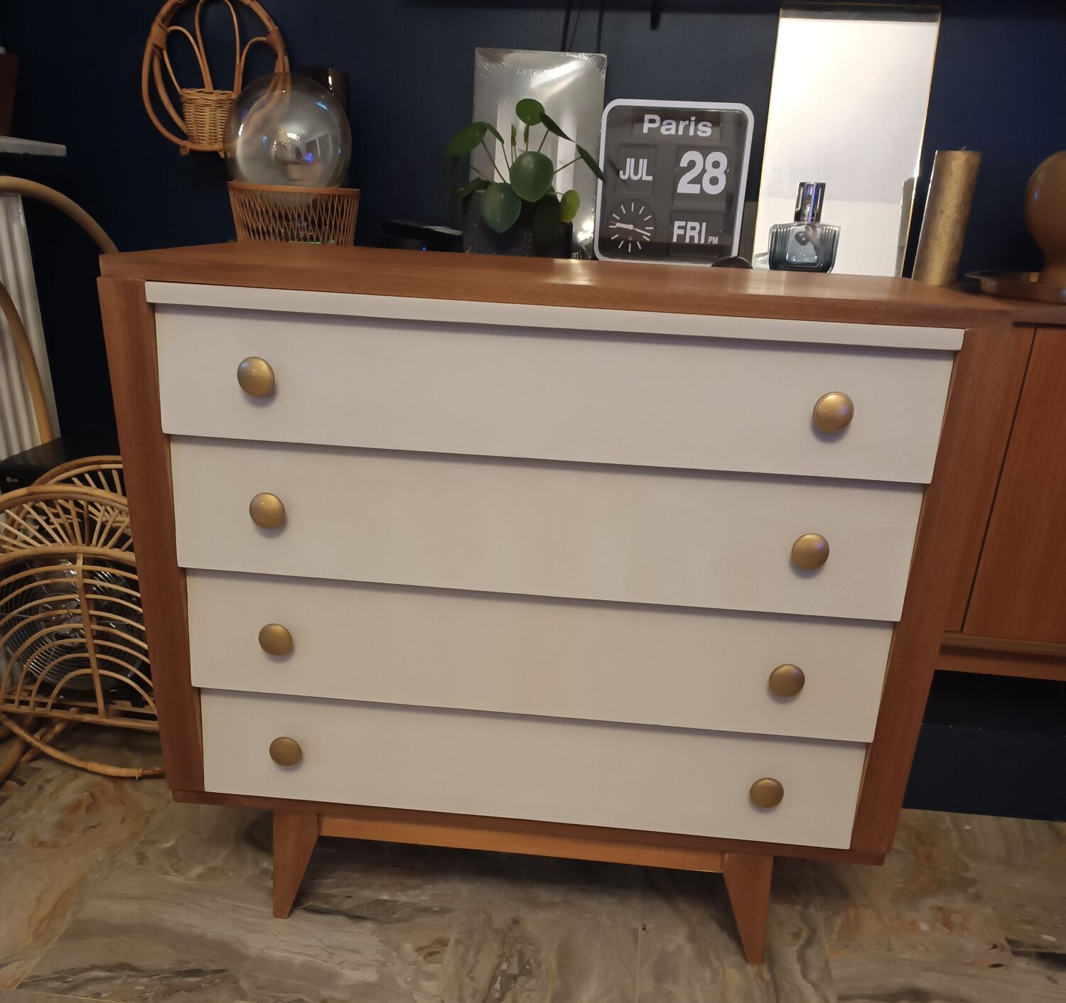 Vintage chest of drawers compass feet