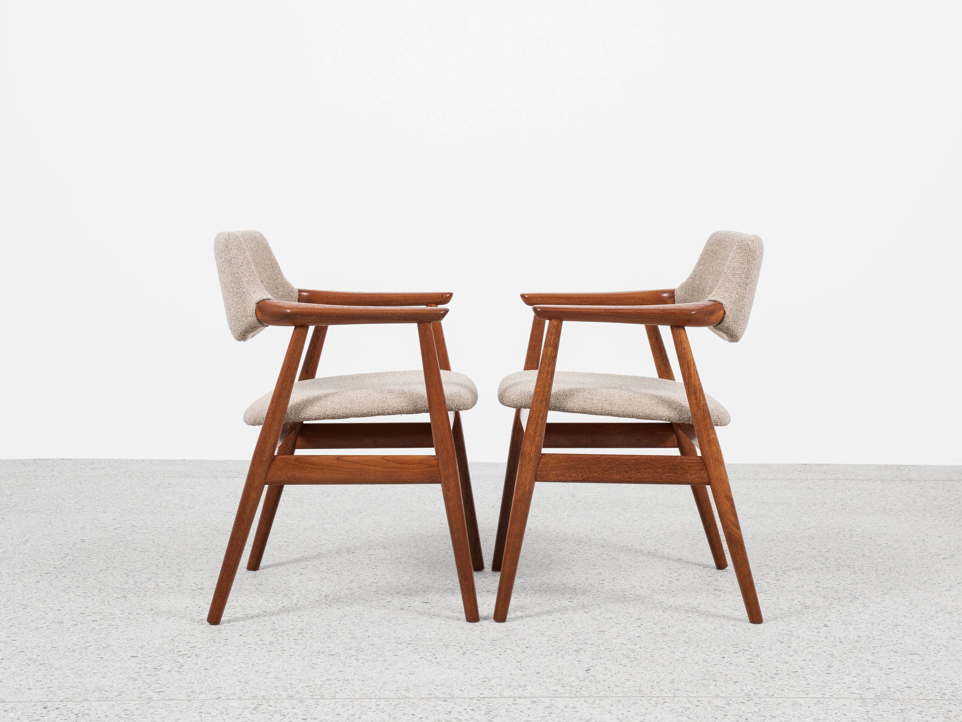 Midcentury Danish pair of chairs in teak by Erik Kirkegaard for Glostrup 1960s