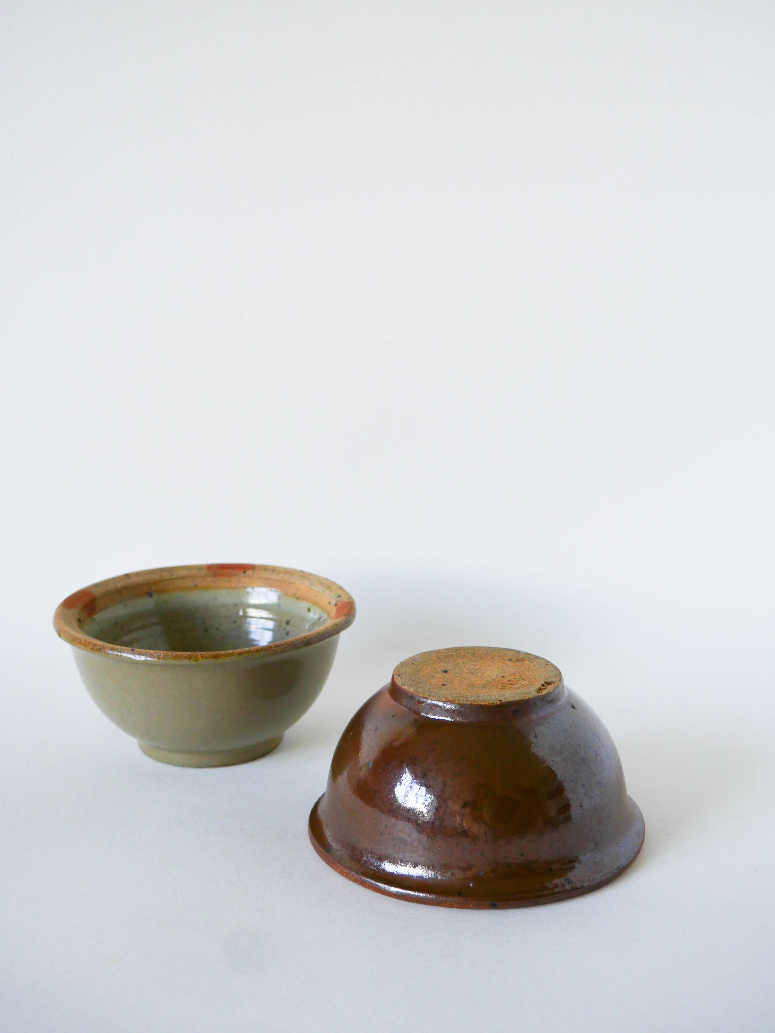 Pair of glazed stoneware bowls, 1970