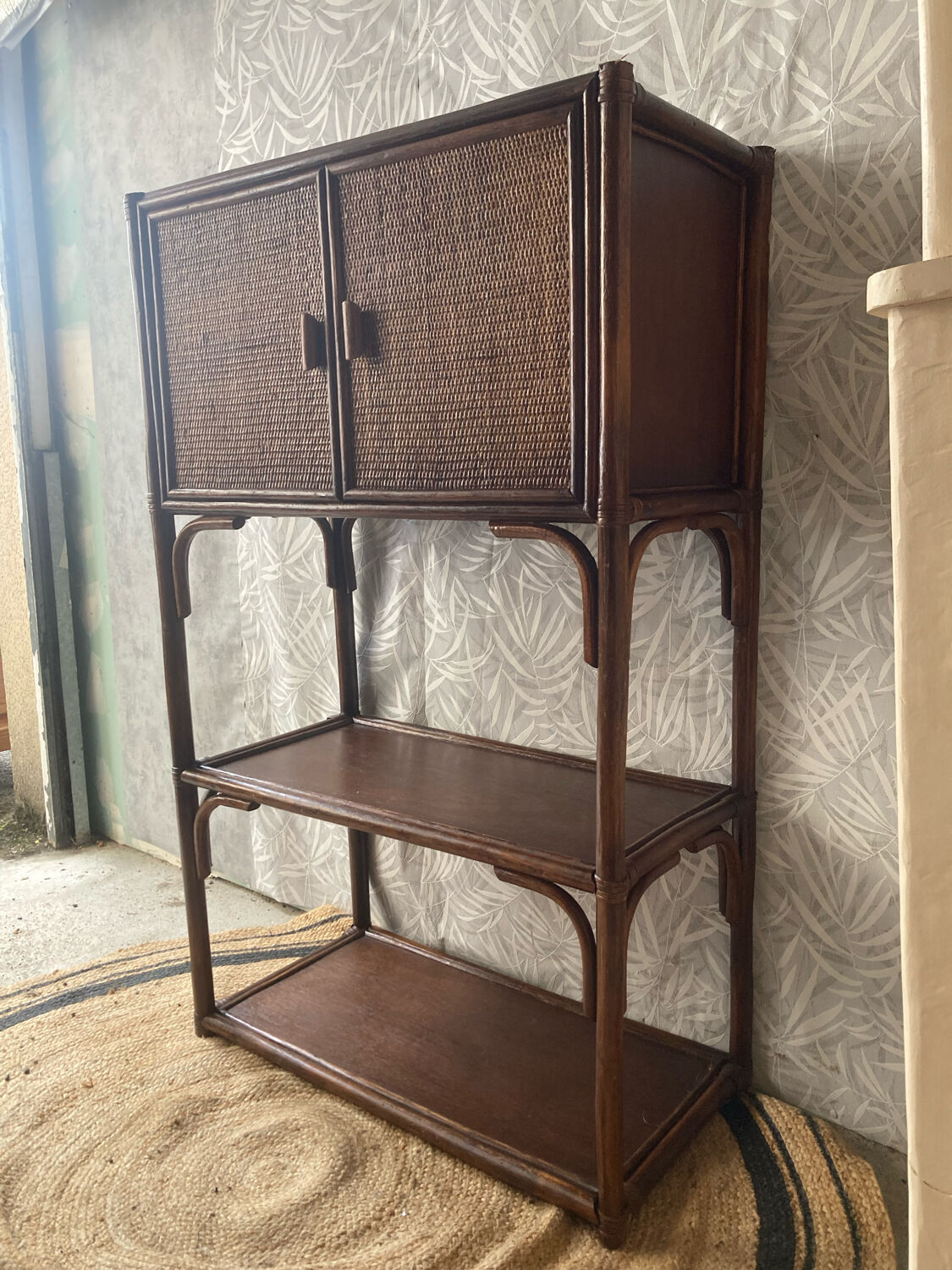 Rattan bookcase shelf