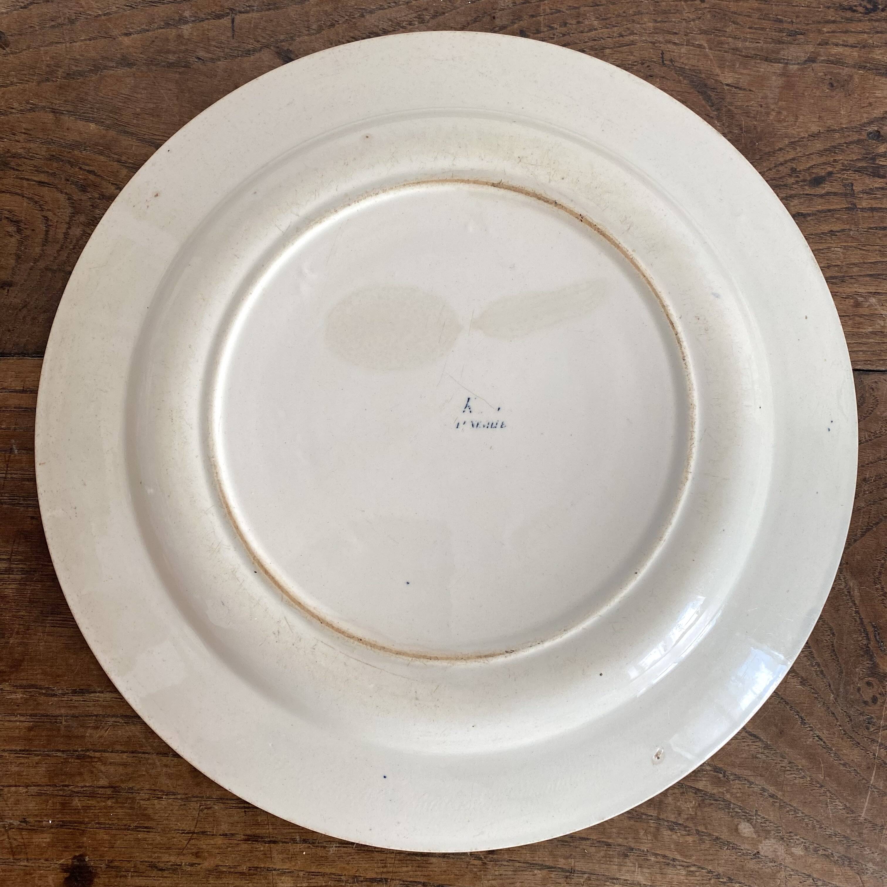 Round ironstone dish Luneville K&G tulip motif