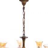 Six-arm brass chandelier from the early 20th century, Poland.