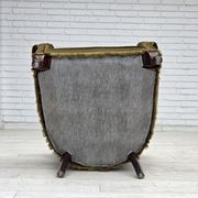 1950s, Scandinavian armchair, green furniture velour, ash wood.