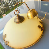 Vintage suspension in opaline glass and gilded brass – retro chic elegance.