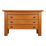 Commode en orme massif éditée par Maison Regain, 1970