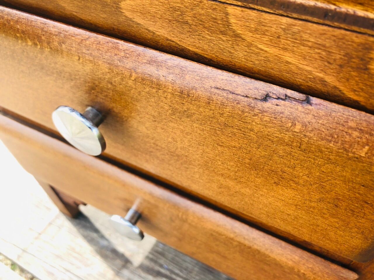 Art Deco bedside, 2 drawers in walnut Circa 40 /50