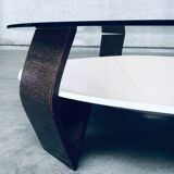 Mid-Century Modern Dutch Wenge & Smoke Glass Coffee Table, Netherlands, 1960s