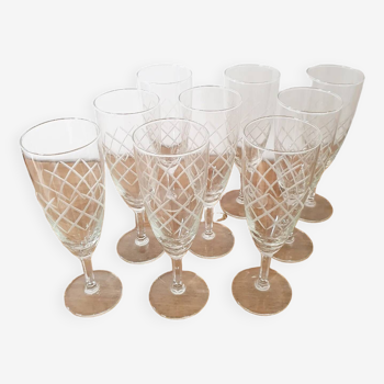 Set of 9 Champagne flutes