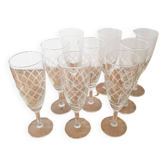 Set of 9 Champagne flutes