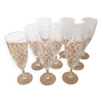 Lot de 9 flûtes à Champagne