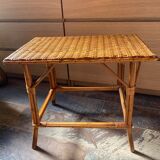 Small vintage rattan table