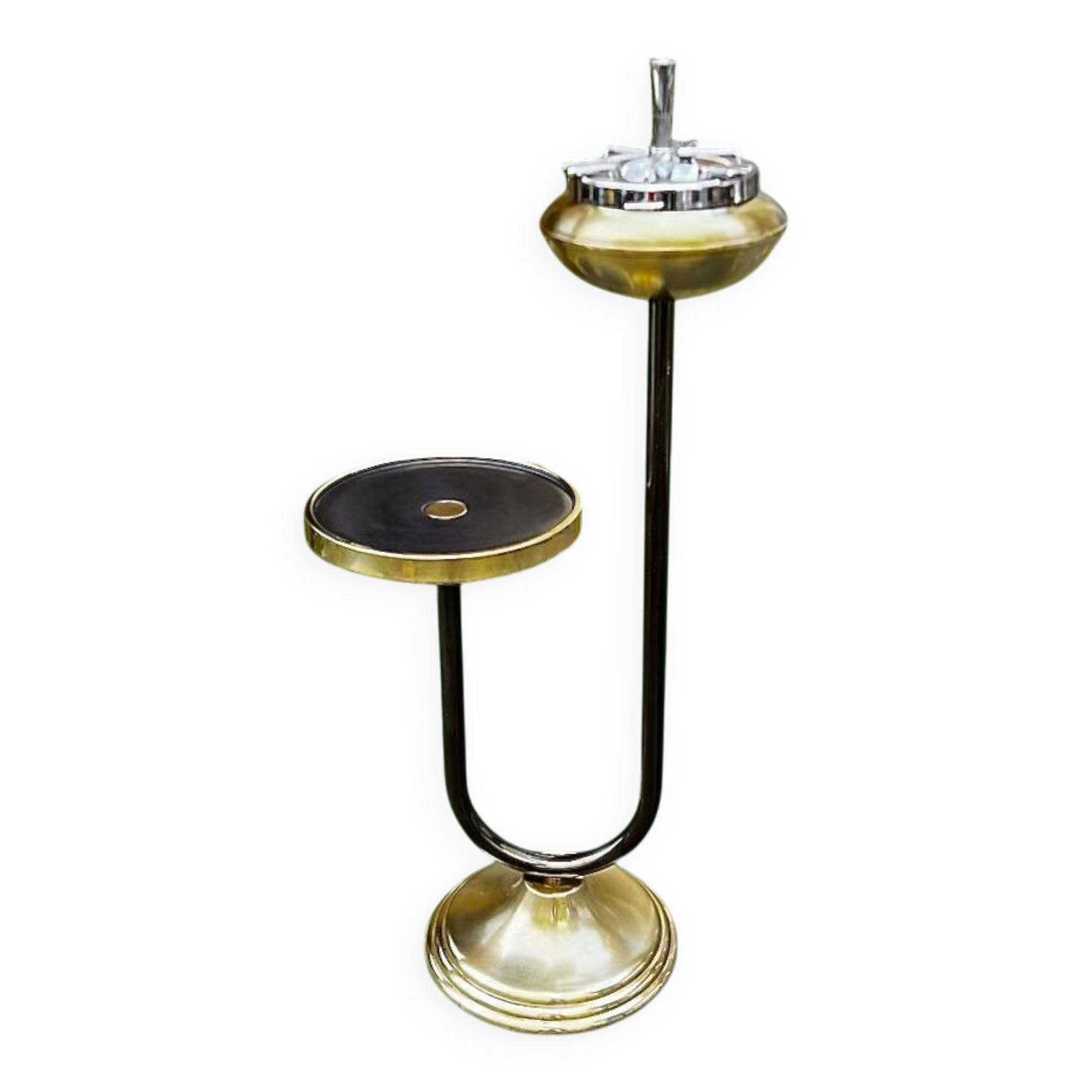 Art Deco floor ashtray in brass and metal