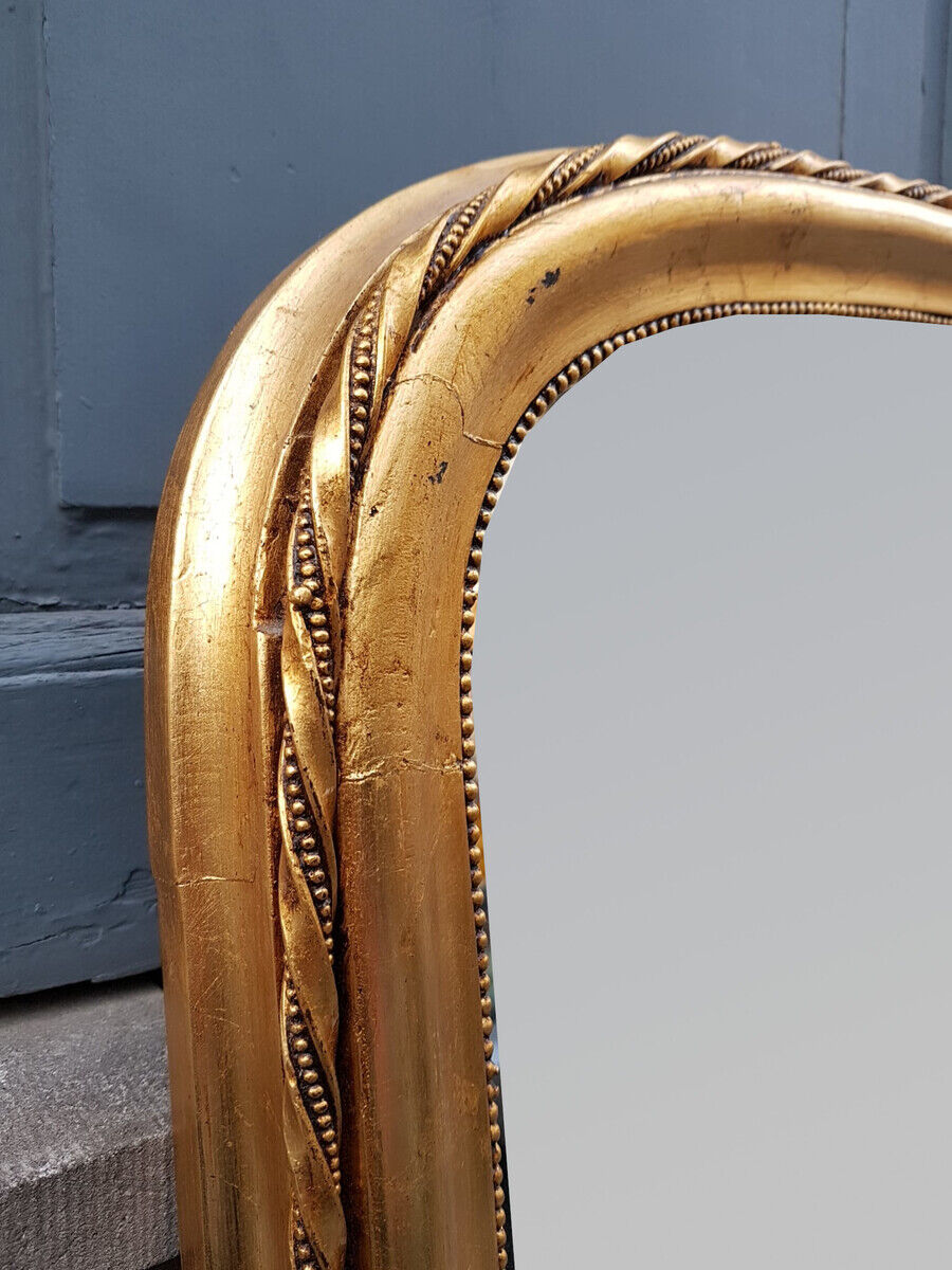 Miroir de cheminée doré, bois et verre, 19ème