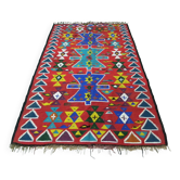 Vintage Tapis Kilim Ancien Nomade Tribal Traditionnelle Multicolore